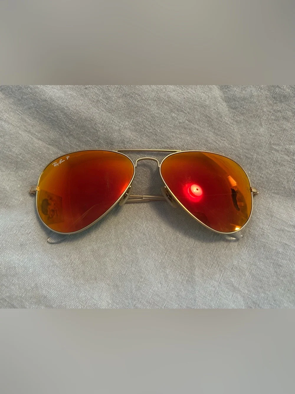 Ray-Ban Aviator Sunglasses - Gold Frame with Red-Orange Mirror Lenses